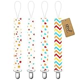 iZiv 4枚組可愛い おしゃぶりホルダー 無毒 プリントのリボン（カラー1）