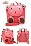 幼児用バッグ 迷子紐付き 子供 赤ちゃん おでかけ お散歩 旅行 リュックサック かっこいいクマ型 (ピンク)