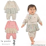 (ラポシェビスキュイ) La poche biscuit 春'16/木の実プリントスカート付長袖カバーオール 80 ピンク