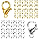 カニカン パーツ シルバー ロブスター金具 シルバー アクセサリーパーツ メガネチェーン マスクチェーン グラスチェーン ネックレス ブレスレット アンクレット 金具 留め具 DIY材料 （ゴールド+シルバー）100PCS