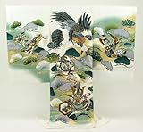 お宮参り 着物 男 日本製 「京友禅 白地に緑 金のぼかし 大鷲」 祝着 正絹 お宮参り 産着 宮参り おみやまいり きもの キモノ 男児 男の子 kimono omiyamairi