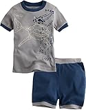 [Vaenait Baby]キッズ12ヶ月-7歳綿100％ルームウェア半袖パジャマ寝間着上下セット Gray Shark S