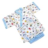 男の子 甚平 100ｃｍ 二重ガーゼ生地 白地 水色 青 夏 魚 船 イカリ タコ カニ