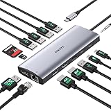 USB Cドッキングステーション 3モニター 4K@60Hz、14-in-1ノートパソコンドッキングステーション HDMI 4K@60Hz2個、DP 8K@30Hz/ 4K@144Hz、3 USB 3.0、2 USB 2.0、RJ45、オーディオ、PD 100W、USB-Cハブ Windowsノートパソコンアクセサリー用