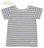 【リブリブリ】天竺ボーダーTシャツkidsグレー120cm
