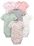 Newborn Pink Dino, Floral, Mint, White, Gray Simple Joys by Carter's Girls' 6-Pack Short-Sleeve Body