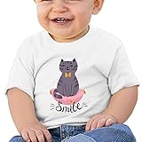グレー猫　スマイル　子供服 ベビーTシャツ 半袖 男の子 女の子 クルーネック カジュアル