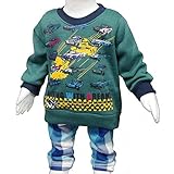 ボーイズベビー[Blue Mart(ブルーマート)]男の子|男児|子供|裏起毛スウェット上下セット|パジャマ80cm|グリーン-A柄