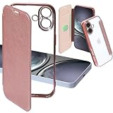 Carrier-City iphone用 17 ケース 手帳型 背面クリア 薄型 透明 軽量 カバー かわいい オシャレ カードポケット カードケース スマホケース (iphone用 17, ローズゴールド)