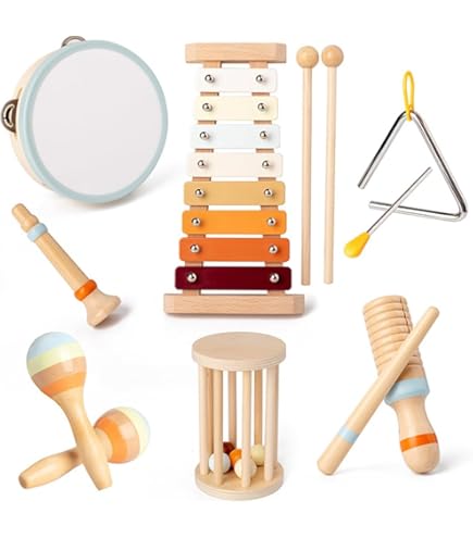Amazon.co.jp: Perfk 子供用楽器セット 20個 木製打楽器 赤ちゃん用