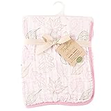 Touched by Nature Girl's Organic Two Layer Muslin Stroller Blanket, Pink Leaves by Nature