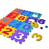 Tobartose EVAパズルマット(英字) ごろ寝マット キズ防止 防音対策 衝撃吸収 ジョイント式 マット 36枚入