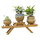 木製植物フラワーディスプレイスタンド木製ポットシェルフストレージラック屋外屋内多段ポットホルダー52 * 16.5cm