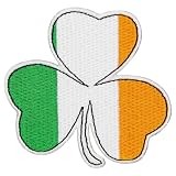 アイルランド三色クローバー刺繍入りアイロン貼り付け/縫い付けワッペン