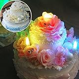 光る プリザーブドフラワー フラワーケーキ 2段 (ブルー) 【メッセージ ラッピング 無料 取説付】 お祝い 誕生日 記念日 結婚祝い ギフト プレゼント