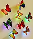 10枚　３Ｄ胡蝶　LED発光可能　ウォールステッカー　壁貼り　壁紙シール　ウォールシール/ウォールペーパー/シール/壁のクロース 　家庭用/公共場合 (LED発光可能の３Ｄ胡蝶, 彩色)