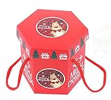 10パックヘキサゴンクリスマスイブクリスマスレッドギフトボックス、レッドロープ