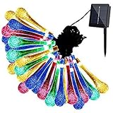 GDEALER Solar Outdoor String Lights 20ft 30 LED Water Drop Solar String Fairy Waterproof Lights Chri