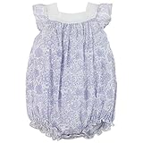 Feather Baby Girls Pima Cotton Square-Neck Bubble One-Piece Romper by Feather Baby