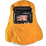 溶接面 皮面 牛革 マスク 遮光面 頭部 かぶり 保護具 火傷 防止 対策 防炎 耐熱