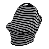 Perfk ベビーカーカバー　授乳ケープ 　授乳カバー　遮光　防風　伸縮自在　出産祝い　全2色 - ストライプブラックアッシュ