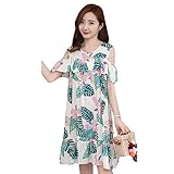 Jocolate(ジョコレート) マタニティ 授乳服 ワンピース 膝丈 半袖 リーフ柄 ドレス 妊婦服 産前 産後 韓国 きれいめ