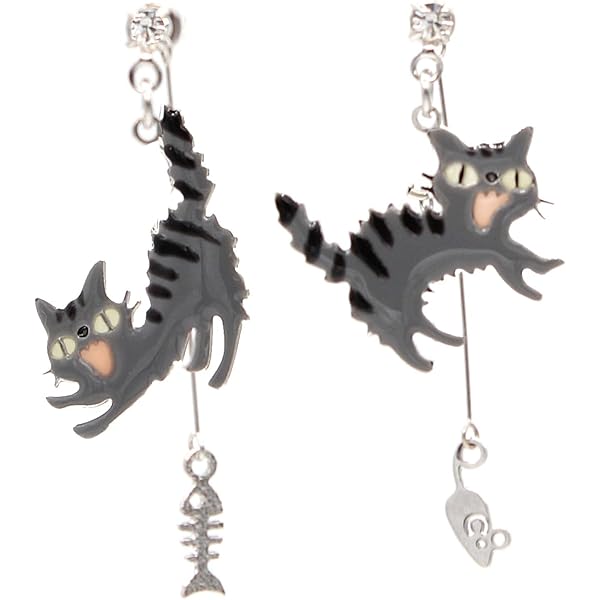 ☆アンブレラと黒猫がひょっこり！シマシマ猫ちゃんピアス☆ rock-the-bell_kog4813