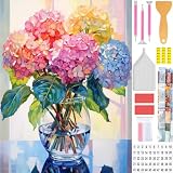 Amyaker ダイヤモンドアート キット 四角いビーズ 全面 ダイアモンドビーズ絵画キット 日本語キャンバス DIY 手作り絵画 手芸キット モザイクアート 5D モザイクアート ダイヤモンド塗装 全面貼り付けタイプ 30x40cm アジサイ