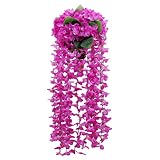 zhuhaitf 2 x人工オーキッドLushロングリーフフラワートピアリーボールHanging花 One Size パープル