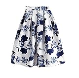 (ラ・グーヤ) La gooya レディース スカート フレア ひざ丈 夏 花柄 (M, 紺花柄)