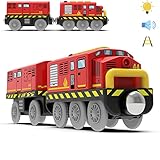 TOPLIVING 木製列車トラックアクセサリー 電池式機関車 マグネット接続付き トーマス、ブリオ、チャギントンに対応