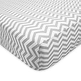 TL Care 100% Cotton Flannel Fitted Crib Sheet, Gray Zigzag by TL Care