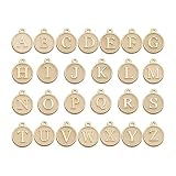 Kingsie アルファベット チャーム アクセサリー パーツ ゴールド イニシャルパーツ ネックレス ブレスレット 英字 ローマ字 26個セット クリスマス ハンドメイド 手芸 (ホワイト)