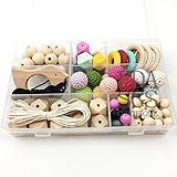 Mamimami Home 噛がため DIY 授乳ゼント 天然木製 ビーズ 動物　柔らかいシリコーン かみかみ玩具　ママ作り三種類素材 安心素材 幼児噛の要求を満足させる 最高の出産祝いギフト 1ゼン