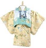 ベビー キッズ 被布セット 着物 男の子 和装 ベビー服 80cm 1歳 からし色 竹笹 虎 鷹