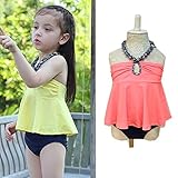【 韓国スタイル子供服】 キッズ水着 キッズビキニ 無地 可愛いSandy beachビキニセット 全2色 Orange,110cm