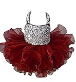 hzcq Sweet Girls ' Crystal MiniガウンInfantページェントカップケーキドレス カラー: レッド