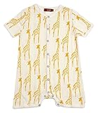 Milkbarn Organic Cotton Baby Shortallイエローキリン3 – 6ヶ月