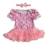 BAOHULU ベビー服　女の子用　ワンピース　半袖　プリンセス　可愛い　レース付け　ヘアバンド/ワンピース2点セット　ふわふわ　ヘアバンド/チュールスカート付き　写真　撮影　プリンセススカート