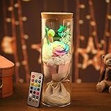 DABURYU プリザーブドフラワー ハーバリウム 花 LEDライト付き バレンタインデー プレゼン ギフト お礼 結婚祝い 誕生日 (高貴虹)