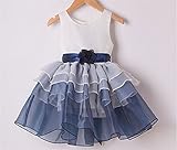 M.Z.L　こどもドレス 女の子ドレス 子どもドレス フラワードレス 結婚式 発表会　花嫁介添人　フラワードレス 花柄 (130cm, ブルー)