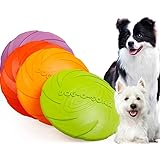 4個セット 犬 フリスビー 犬用 投げるおもちゃ ソフト シリコン製 フライングディスクフライヤーシリコン大型小型犬用ソフト歯耐性ゴム（ピンクパープルグリーンオレンジ）