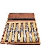 彫刻刀 12本 セット ノミ 鑿 本格 高級 木箱 収納 ケース DIY 木工 大工 工具 カービング