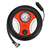 AYUME 車用空気入れ 電動ポンプ エアーコンプレッサー コンパクト DC12V シガーソケット接続式 最高圧力1792kPa 空気圧測定 ３種類アダプターノズル付き 自動車 バイク 自転車 ボール