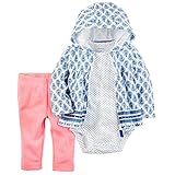 カーターズ（Carter's）女の子用白x青エスニックパーカージャケットxピンクコーデパンツ上下3点セット (24months(83-88cm)) [並行輸入品]