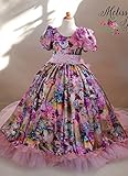 後姿華やかな花のドレス「Back Bustle Floral Couture Girls Dress」 2歳から12歳 (6 years, チュールファブリック)