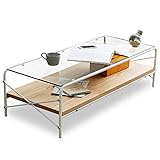 【 ヴィンテージシリーズ 】 テーブル ローテーブル 木製 タモ材 ガラス ナチュラル×ホワイト