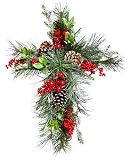 CypressホームHolly and Pinecone Wall Hanging Floral Decor