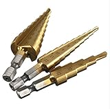 3pcsチタンステップドリルビット3-12mm 4-12mm 4-20mm HSSパワーツールHSSウッドメタルドリル