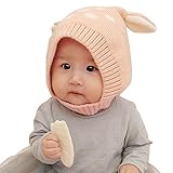 YY-Natuhi ベビー ニット帽子 耳まであったか ハット 男の子 女の子 かわいい パイロット キャップ秋冬 防寒 防風 6ヶ月～4歳 水玉柄 新生児 キッズ 赤ちゃん 柔らかい (3ピンク)
